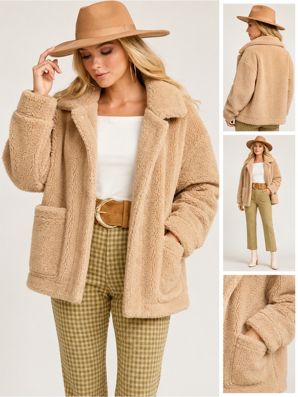 Show Me Your Mumu Cordelia Butterscotch Teddy Jacket Medium Cozy Sherpa Coat